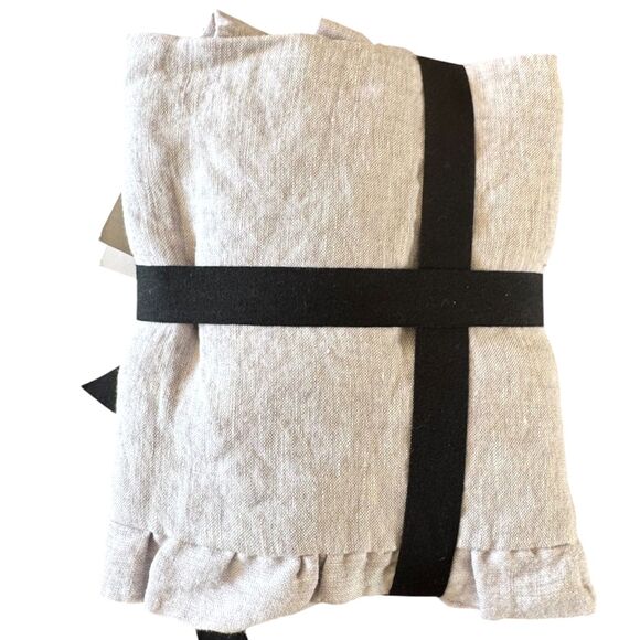 West Elm European Flax Linen Ruffle Standard Sham Gray/Lavender NEW - Picture 2 of 7